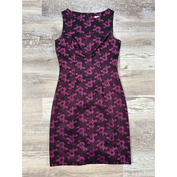 XOXO Black & Fuchsia Floral Jacquard Bodycon Dress Size 5 Small